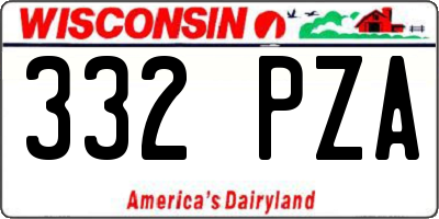 WI license plate 332PZA
