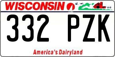 WI license plate 332PZK