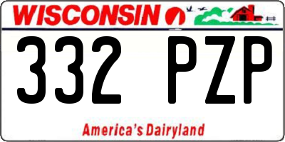 WI license plate 332PZP