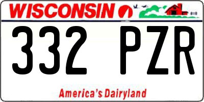 WI license plate 332PZR