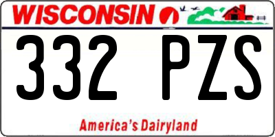 WI license plate 332PZS