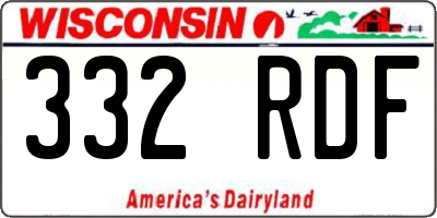 WI license plate 332RDF