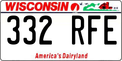 WI license plate 332RFE