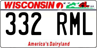WI license plate 332RML