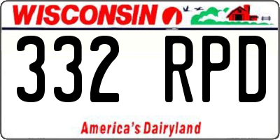 WI license plate 332RPD
