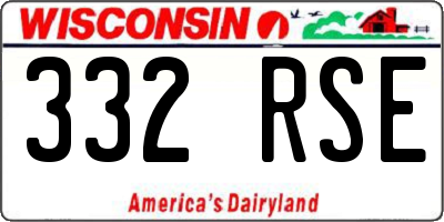 WI license plate 332RSE