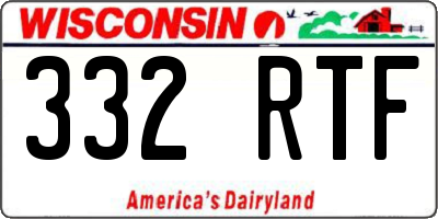 WI license plate 332RTF