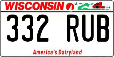 WI license plate 332RUB