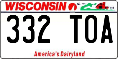 WI license plate 332TOA
