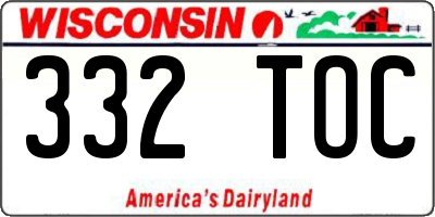 WI license plate 332TOC
