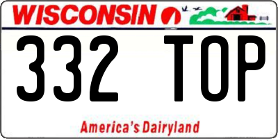 WI license plate 332TOP