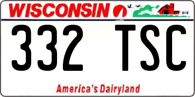 WI license plate 332TSC