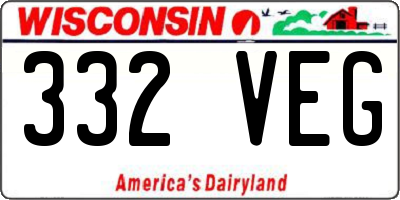 WI license plate 332VEG
