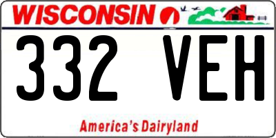 WI license plate 332VEH