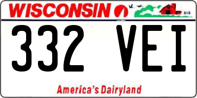 WI license plate 332VEI