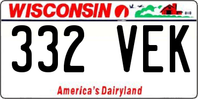WI license plate 332VEK