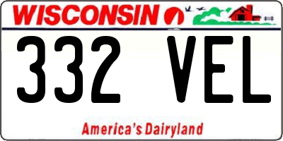 WI license plate 332VEL