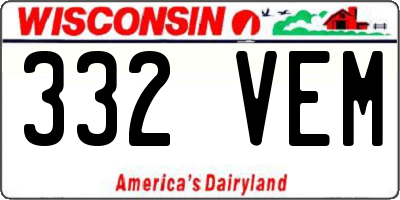 WI license plate 332VEM