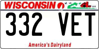 WI license plate 332VET