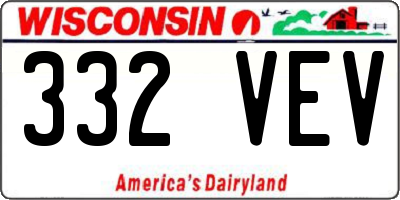 WI license plate 332VEV
