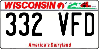 WI license plate 332VFD