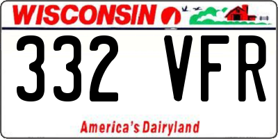 WI license plate 332VFR