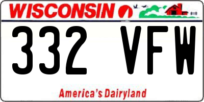 WI license plate 332VFW