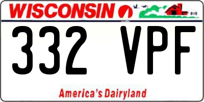WI license plate 332VPF