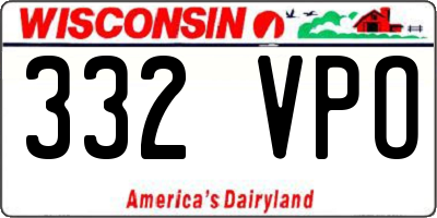 WI license plate 332VPO