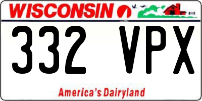 WI license plate 332VPX