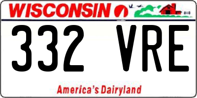 WI license plate 332VRE