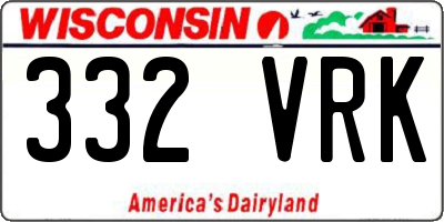 WI license plate 332VRK