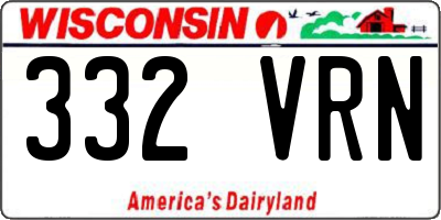 WI license plate 332VRN