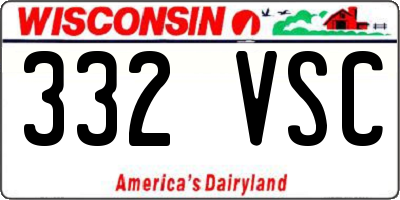 WI license plate 332VSC