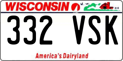 WI license plate 332VSK