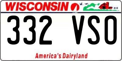 WI license plate 332VSO