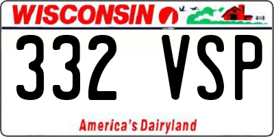 WI license plate 332VSP