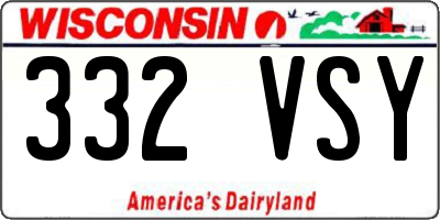 WI license plate 332VSY