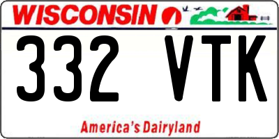 WI license plate 332VTK