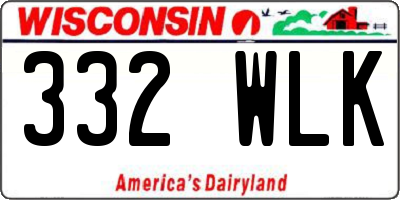 WI license plate 332WLK