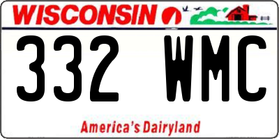 WI license plate 332WMC