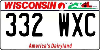 WI license plate 332WXC