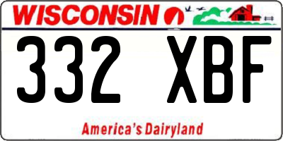 WI license plate 332XBF