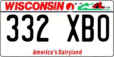 WI license plate 332XBO