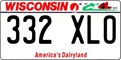 WI license plate 332XLO