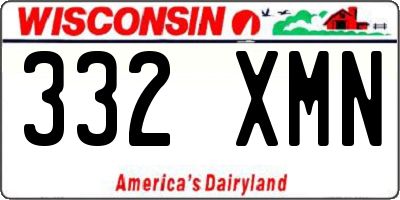 WI license plate 332XMN
