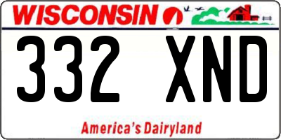 WI license plate 332XND