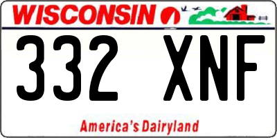 WI license plate 332XNF