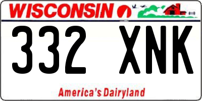 WI license plate 332XNK
