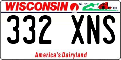 WI license plate 332XNS